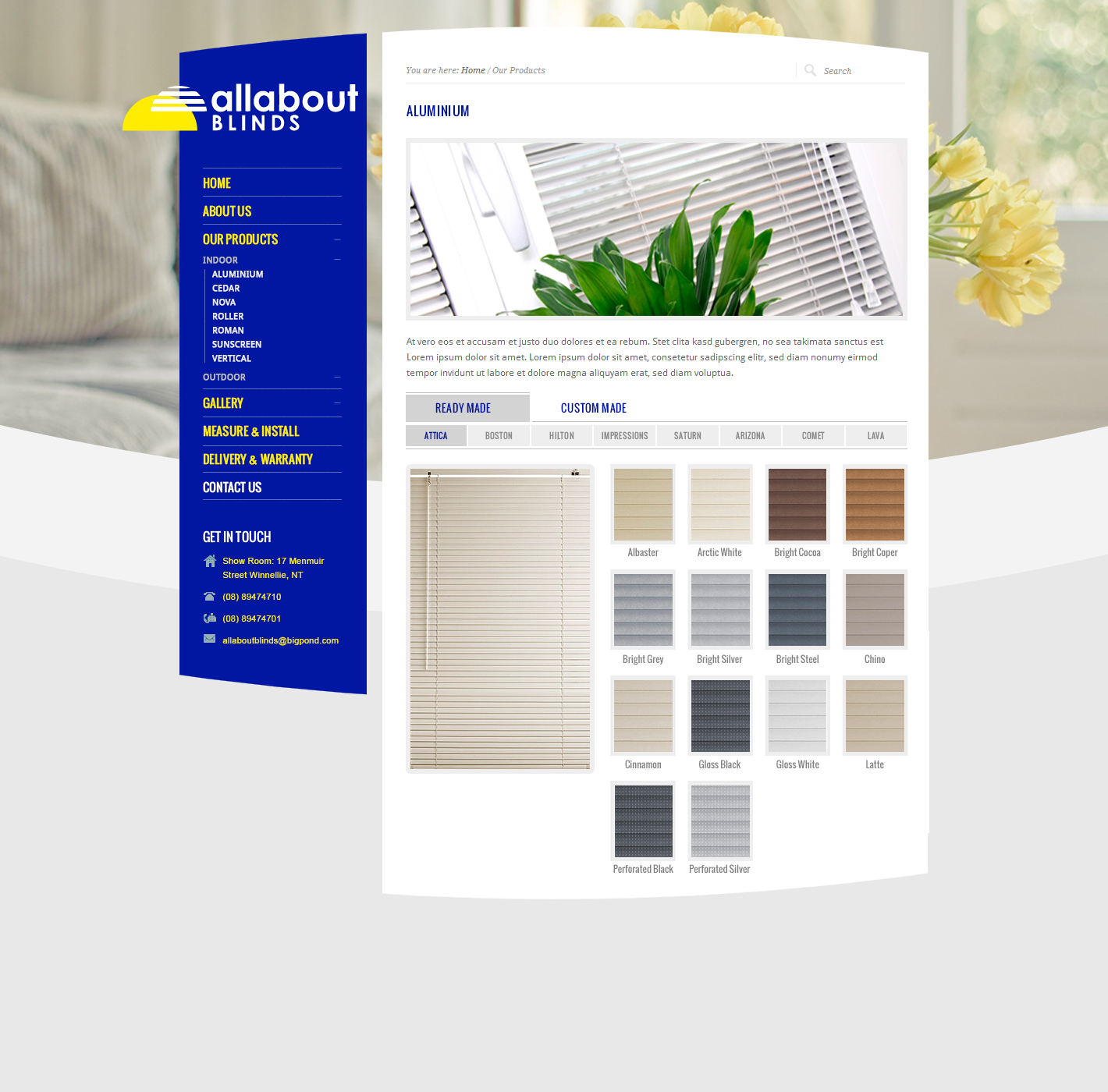 All About Blinds website preview