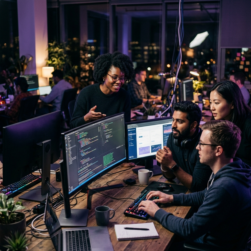 AppSpring Tech team collaborating in a modern tech office