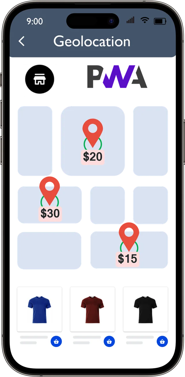 Mobile storefront showing personalized product prices